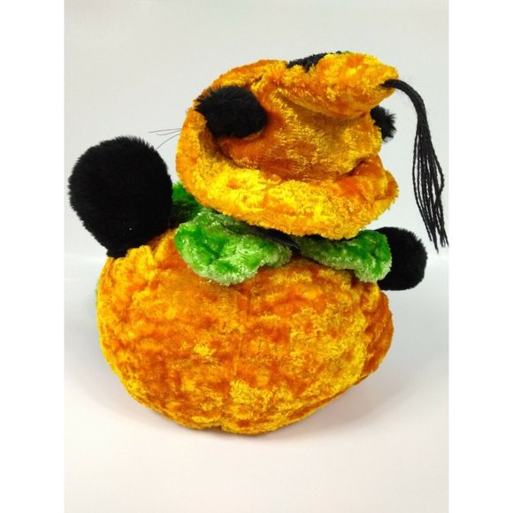 Halloween Plush Black Cat Jack-o-Lantern & Witch Brew Hat Stuffed Animal Toy 14" - Picture 3 of 11